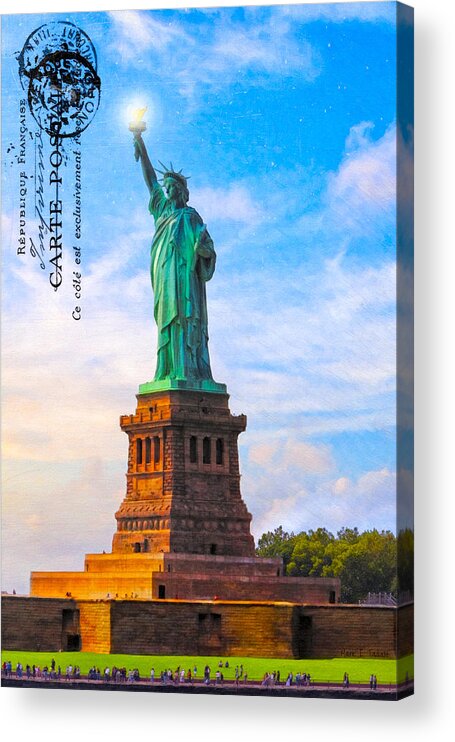 Statue Of Liberty Acrylic Print featuring the photograph Lady Liberty Lifting Her Light by Mark E Tisdale