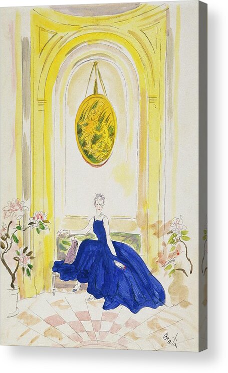 Animal Acrylic Print featuring the digital art Lady Mendl Wearing A Blue Dress by Cecil Beaton