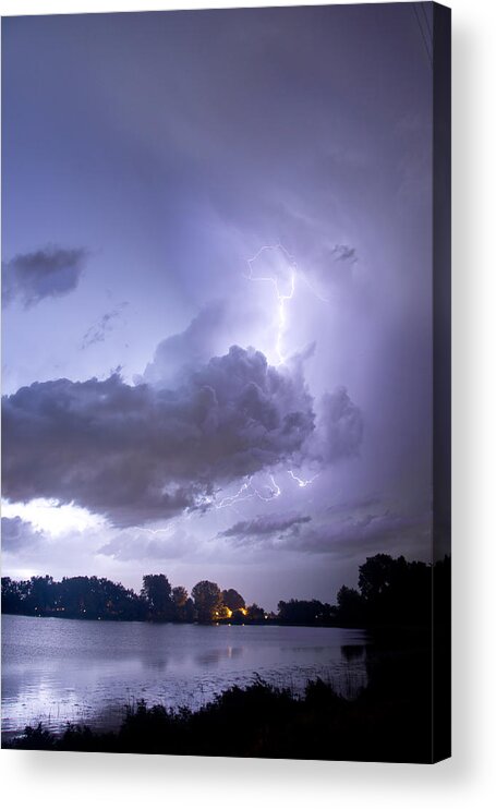 Lightning Acrylic Print featuring the photograph Lake Thunder Cell Lightning Burst by James BO Insogna