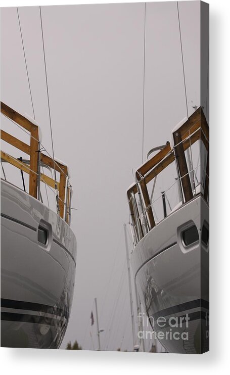Yachts Acrylic Print featuring the photograph Landlocked on a Foggy Day by Kate Purdy