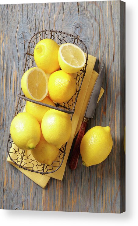 Kitchen Knife Acrylic Print featuring the photograph Lemon by Riou
