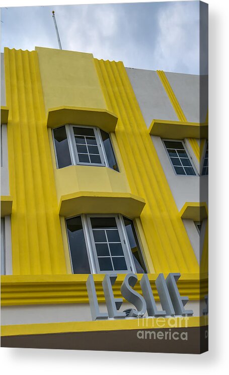 1920s Acrylic Print featuring the photograph Leslie Hotel South Beach Miami Art Deco Detail 2 by Ian Monk