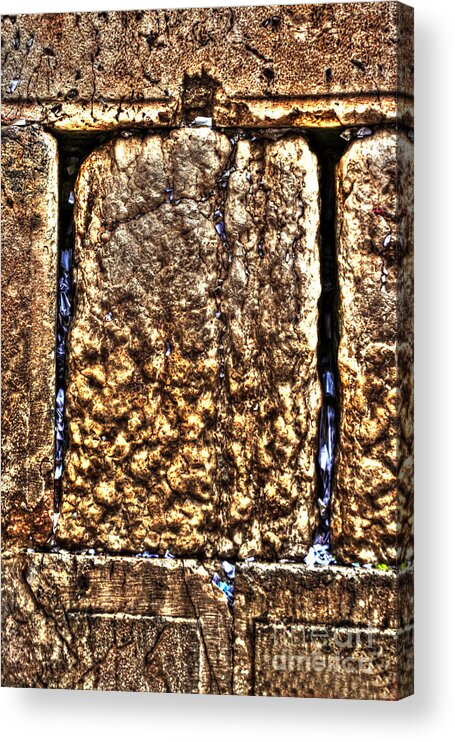 Western Wall Acrylic Print featuring the photograph Letters In The Wailing Wall by Doc Braham