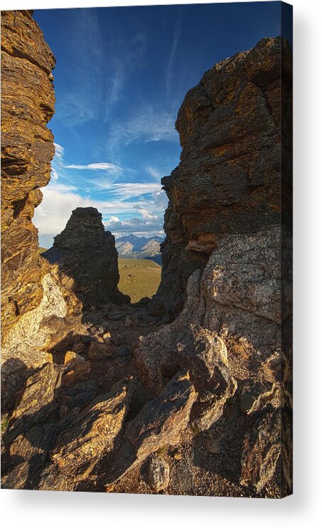Blue Sky Acrylic Print featuring the photograph Light And Shadows At Rock Cut Formation by Carl Johnson