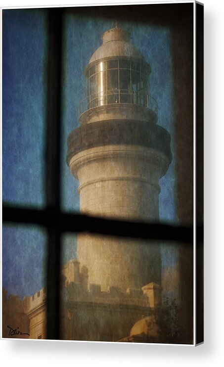 Lighthouse Acrylic Print featuring the photograph Lighthouse with Rice Paper Effect by Peggy Dietz