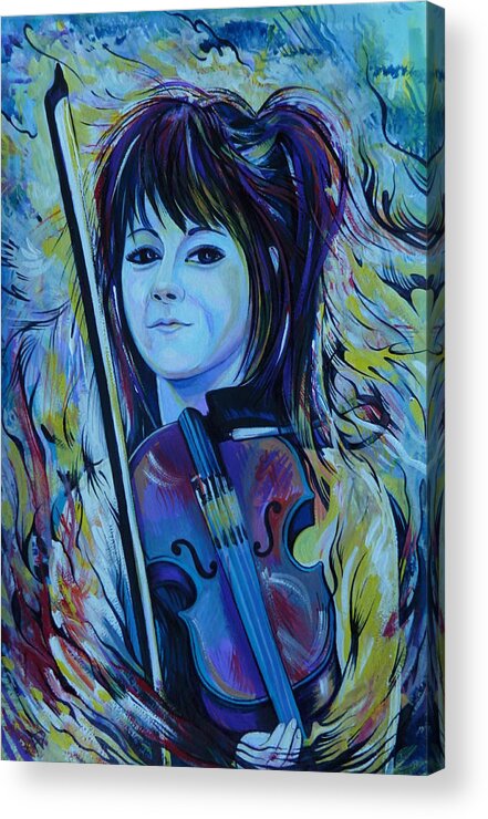 Portrait Acrylic Print featuring the painting Lindsey Stirling by Anna Duyunova