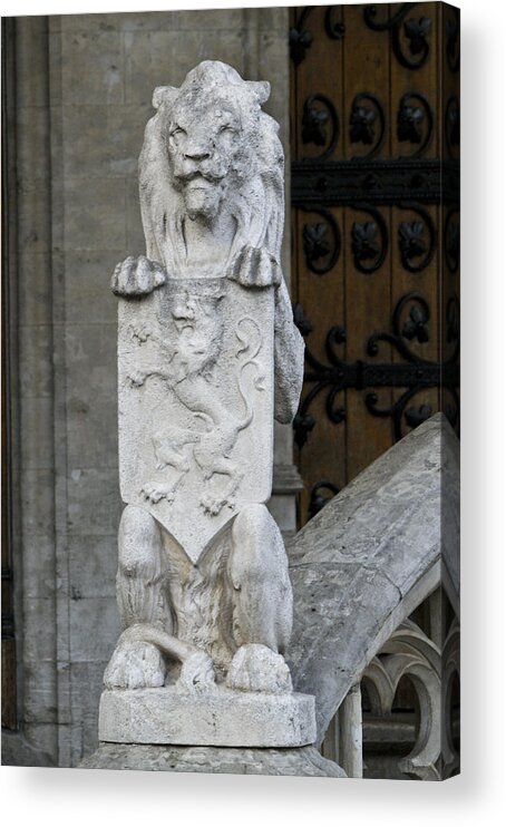 Brussels Acrylic Print featuring the photograph Lion Sculpture by Brian Kamprath