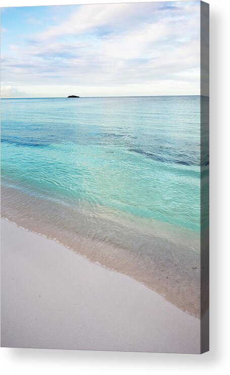 Water's Edge Acrylic Print featuring the photograph Little Island And Beach With Very Calm by Michaelutech