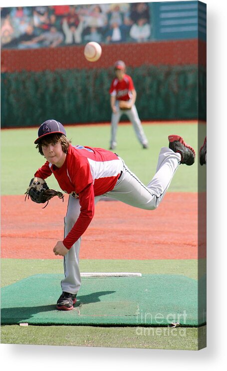 Baseball Acrylic Print featuring the photograph Little League Pitcher by Lisa Billingsley