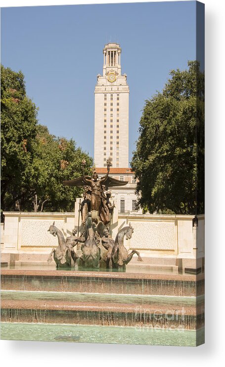 Austin Acrylic Print featuring the photograph Littlefield Fountain and University of Texas Tower by Bob Phillips