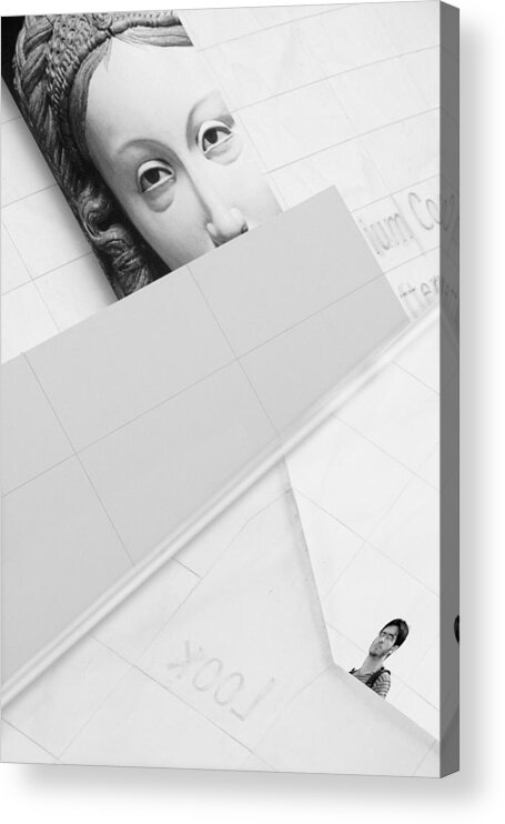 Black And White Acrylic Print featuring the photograph Looking by Richard Piper