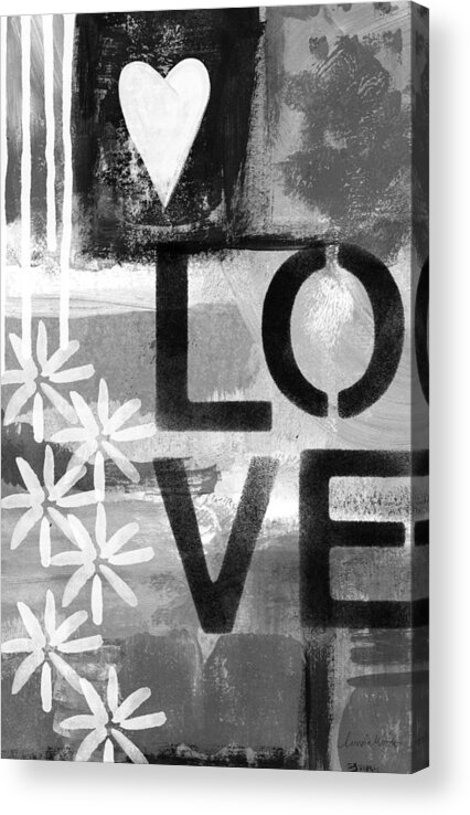 Love Acrylic Print featuring the painting Love- abstract painting by Linda Woods