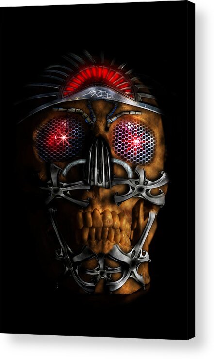 Abstract Acrylic Print featuring the digital art Machine head by Nathan Wright