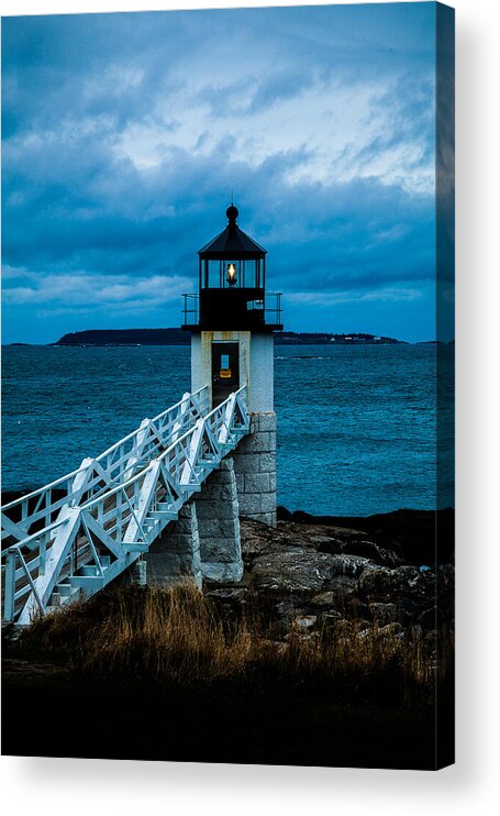 Lighthouse Acrylic Print featuring the photograph Marshall Point Light at Dusk 1 by David Smith