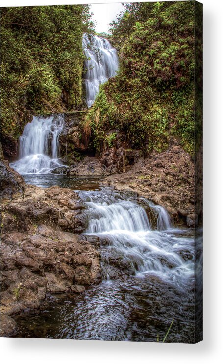Maui Acrylic Print featuring the photograph Maui Waterfall 1 by Mike Neal