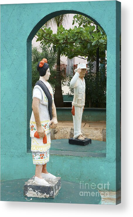 Mexico Acrylic Print featuring the photograph Mayan Dancer Statues Mexico by John Mitchell