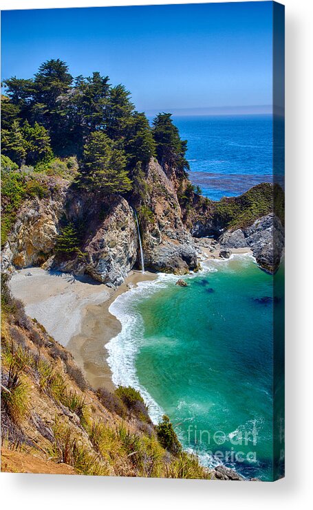 Seascape Acrylic Print featuring the photograph McWay Falls At Julia Pfeiffer Burns State Park by Mimi Ditchie