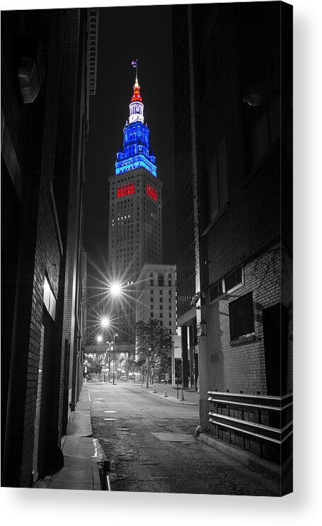 Terminal Tower Acrylic Print featuring the photograph Memorial Day Terminal Tower in Cleveland by Clint Buhler