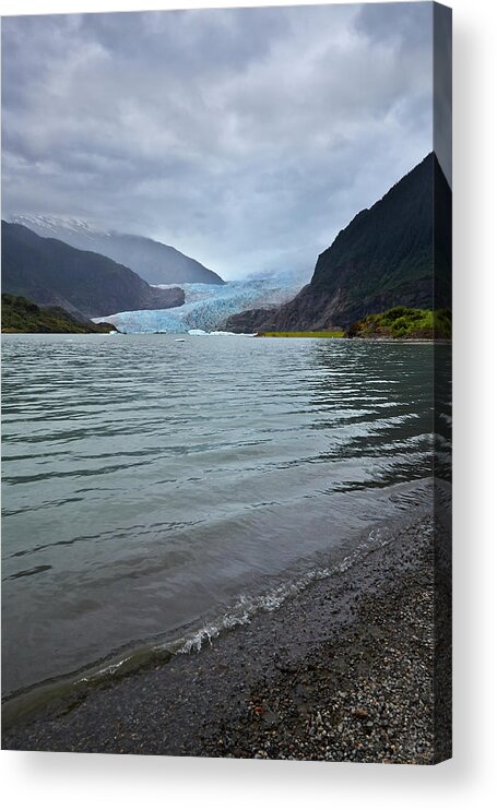 Water's Edge Acrylic Print featuring the photograph Mendenhall Glacier And Lake, Juneau by 1photodiva