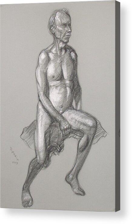 Realism Acrylic Print featuring the drawing Michael Seated #1 by Donelli DiMaria