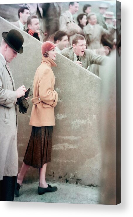 Outdoors Acrylic Print featuring the photograph Model Watching College Sports Event by Frances McLaughlin-Gill