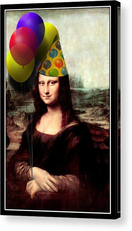 Mona Lisa Acrylic Print featuring the digital art Mona Lisa the Birthday Girl by Gravityx9 Designs