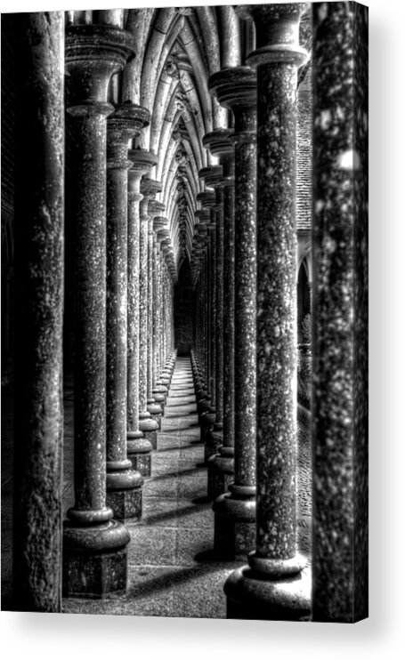 Mont St Michel Acrylic Print featuring the photograph Mont St Michel Pillars by Nigel R Bell
