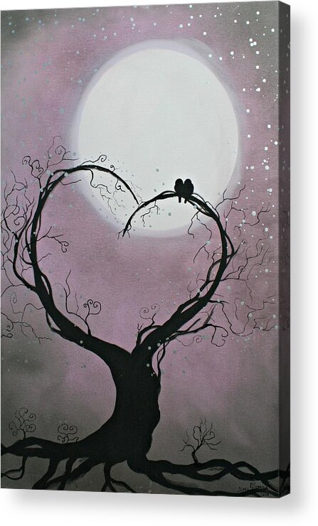 Tree Acrylic Print featuring the painting Moonlight Romance by Alma Yamazaki