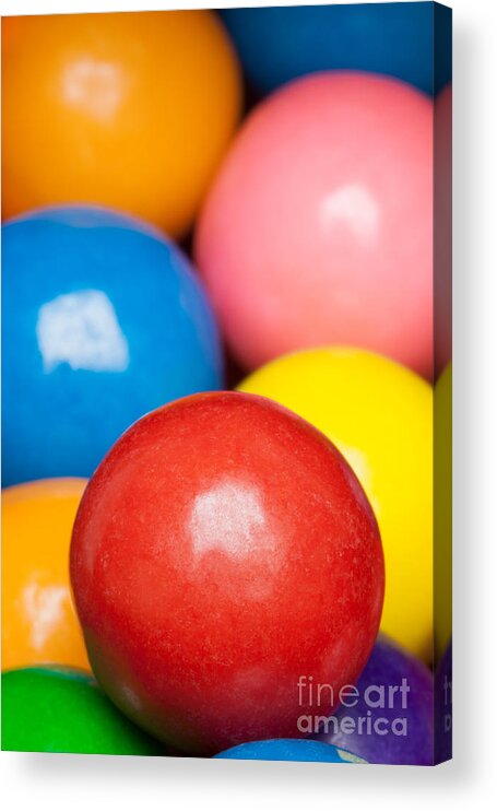 Childhood Acrylic Print featuring the photograph Multi-colored gumballs by Bryan Mullennix
