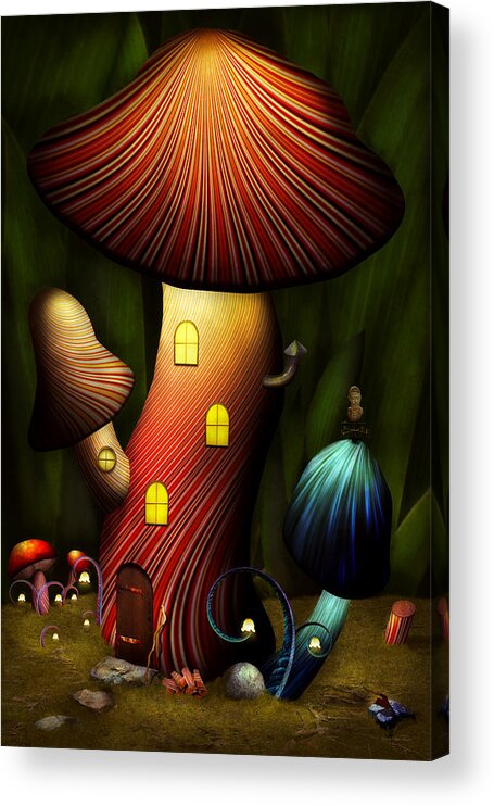 Self Acrylic Print featuring the digital art Mushroom - Magic Mushroom by Mike Savad