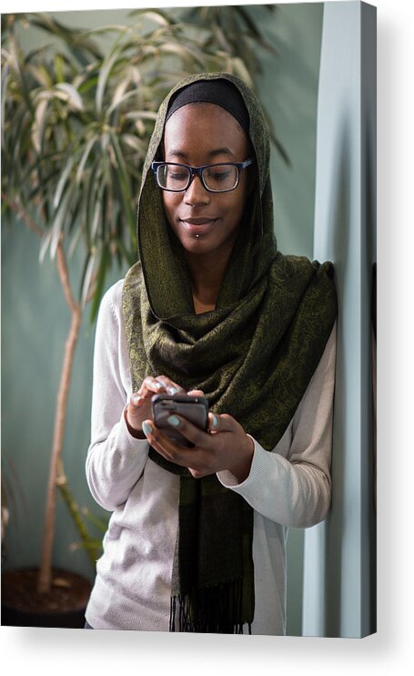 Working Acrylic Print featuring the photograph #MuslimGirl at work by Muslim Girl