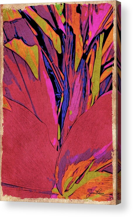 Bright Acrylic Print featuring the painting Neon Leaves by Joan Reese