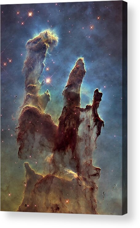 3scape Acrylic Print featuring the photograph Hubble Pillars of Creation HD Tall by Adam Romanowicz