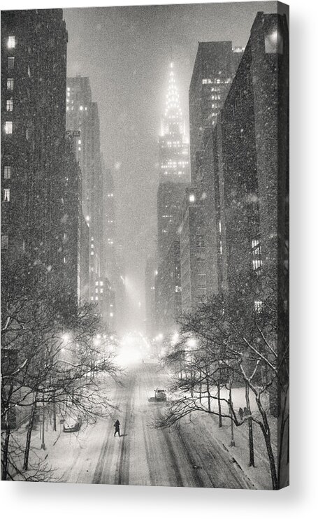 Nyc Acrylic Print featuring the photograph New York City - Winter Night Overlooking the Chrysler Building by Vivienne Gucwa