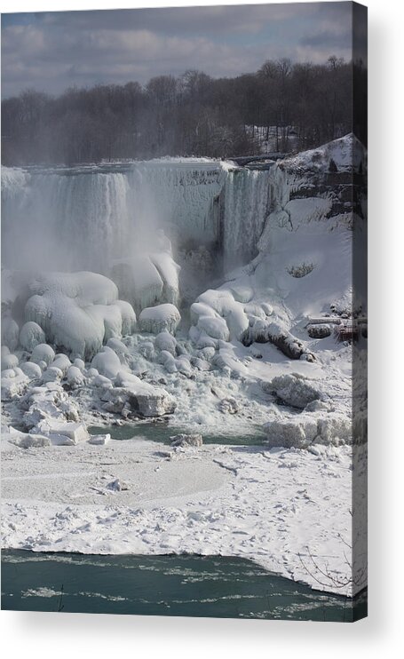 Georgia Mizuleva Acrylic Print featuring the photograph Niagara Falls Ice Buildup - American Falls New York State U S A by Georgia Mizuleva