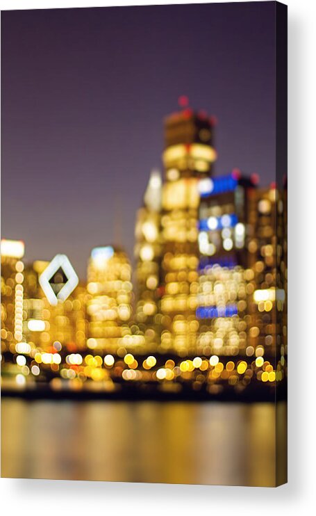 Chicago Acrylic Print featuring the photograph Night Lights - Abstract Chicago Skyline by Melanie Alexandra Price