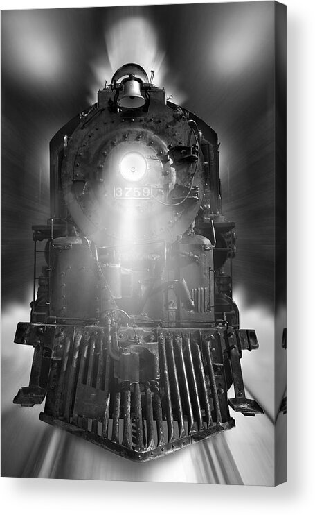 Transportation Acrylic Print featuring the photograph Night Train On The Move by Mike McGlothlen