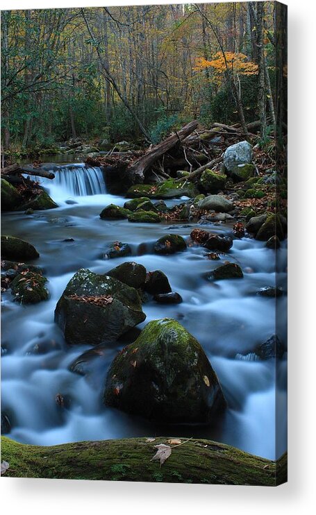 Color Acrylic Print featuring the photograph Oconoluftee Mountain Stream by Nunweiler Photography