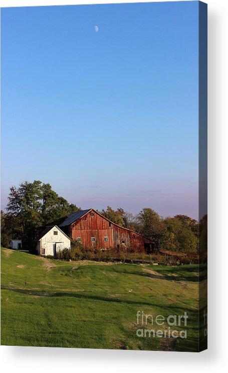 Barn Acrylic Print featuring the photograph Old Barn at Sunset by Karen Adams