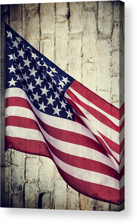 American Flag Acrylic Print featuring the photograph Old Flag by Paulo Goncalves