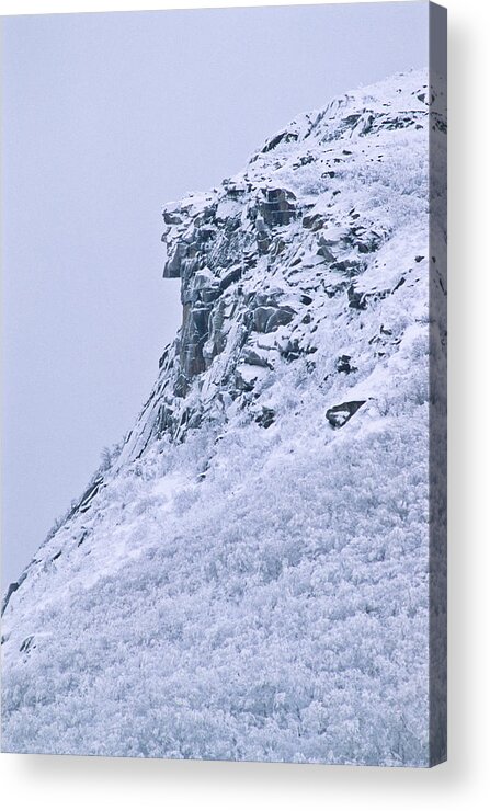 Old Man Of The Mountain Acrylic Print featuring the photograph Old Man in Winter by Michael Hubley