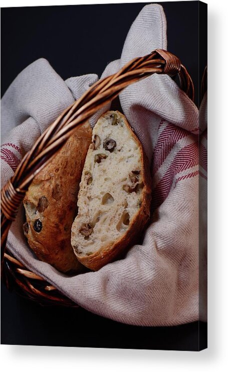 Black Background Acrylic Print featuring the photograph Olive Bread by Lucytxcicipeng