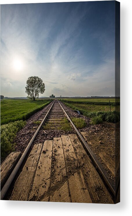 Railroad Acrylic Print featuring the photograph On the right track by Aaron J Groen