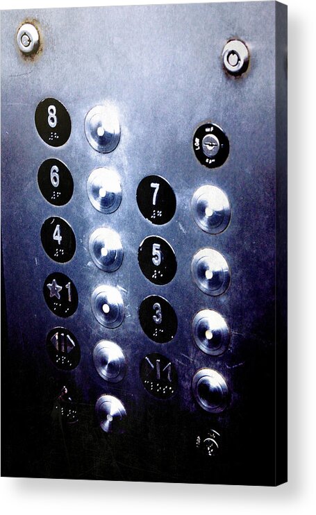 Elevator Acrylic Print featuring the photograph One Please... by Trish Mistric