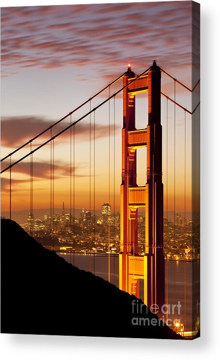 Sunrise Acrylic Print featuring the photograph Orange Light at Dawn - San Francisco by Brian Jannsen