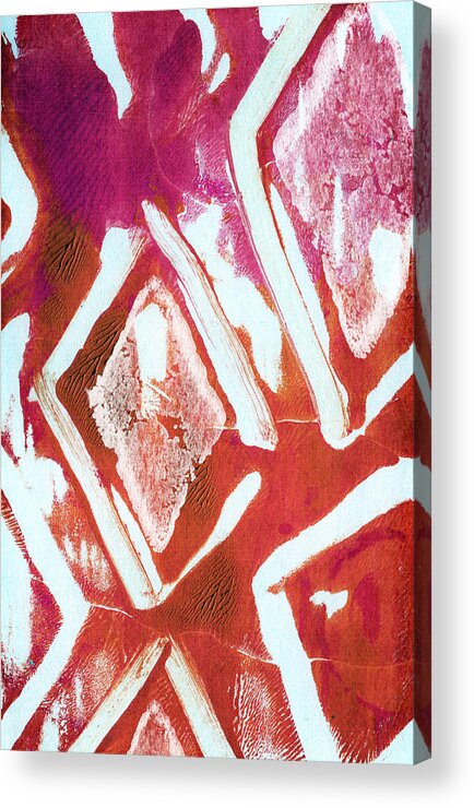 Contemporary Abstract Painting Acrylic Print featuring the painting Orchid Diamonds- Abstract Painting by Linda Woods