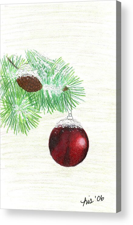 Christmas Acrylic Print featuring the drawing Ornament by Lisa Blake