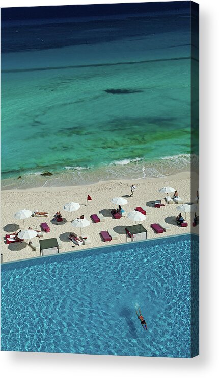 People Acrylic Print featuring the photograph Overview Of Woman Swimming In Pool by Dallas Stribley