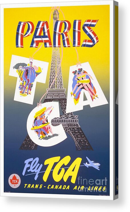 Paris Acrylic Print featuring the drawing Paris Vintage Travel Poster by Jon Neidert