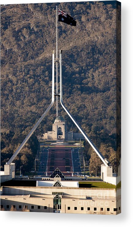 Australia Acrylic Print featuring the photograph Parliament and war memorial australia by Steven Ralser